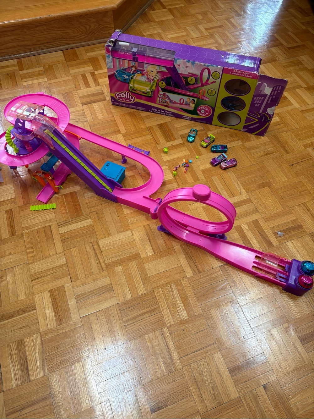 2007 Mattel Polly Pocket Race To The Mall Car Racing Set Incomplete